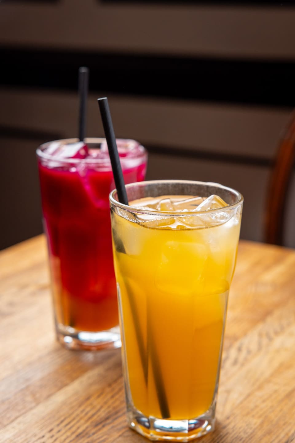 Fresh orange and berry juices